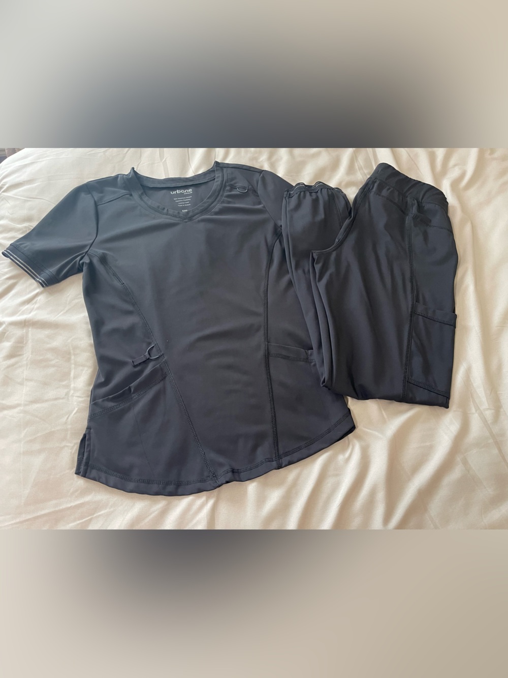 Urbane V neck scrub top with matching jogger pants